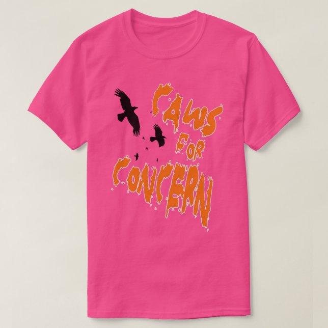 Halloween Ravens Caws For Concern Fun Pun Orange Q T-Shirt (Design Front)