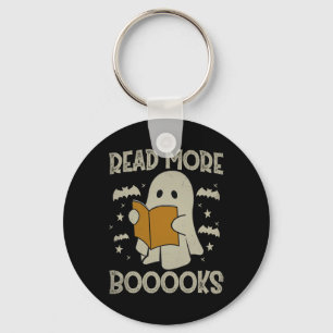 Halloween Read More Books Funny Ghost Reading Book Key Ring
