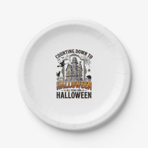 Halloween Ready Shirt Vintage Haunted House Fall G Paper Plate