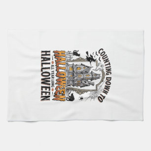 Halloween Ready Shirt Vintage Haunted House Fall G Tea Towel