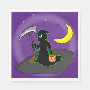 Halloween Reaper, Axe, Moon and Pumpkin Napkin