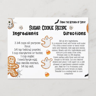 Halloween Recipe Cards, Halloween Cookies Postcard