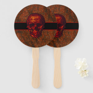 Halloween Red and Black Skull Hand Fan
