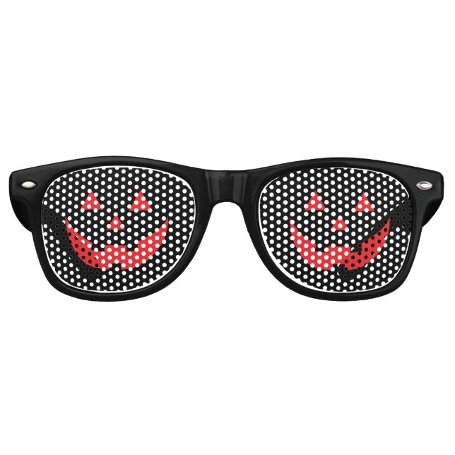 Halloween red black Jack o lantern pumpkin face  Retro Sunglasses (Front)