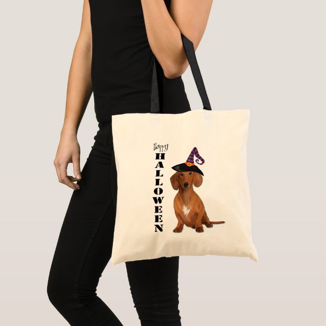 Halloween Red Dachshund Dog Tote Bag (Front (Product))