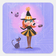 Halloween Red Hair Witch Lavender & Pink