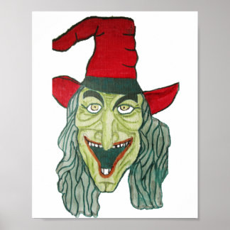 HALLOWEEN RED HAT WITCH POSTER