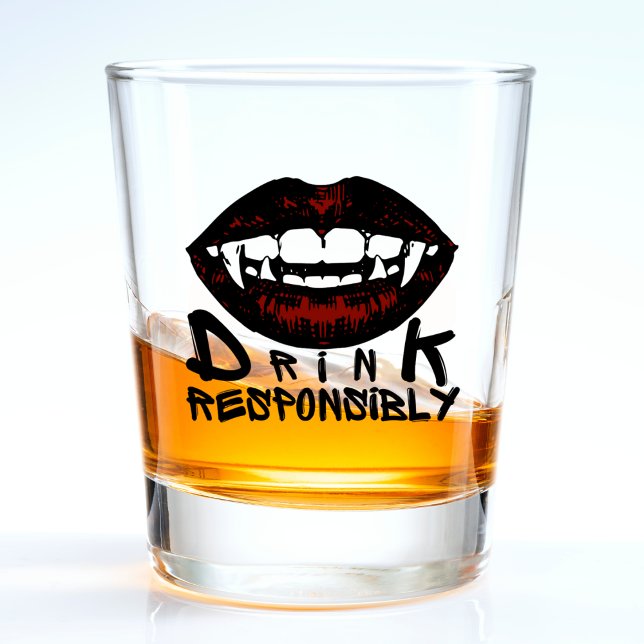 Halloween Red Lips Vampire Fangs Drink Responsibly Shot Glass (Creator Uploaded)