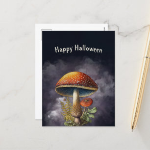 Halloween Red Mushroom Holiday Postcard