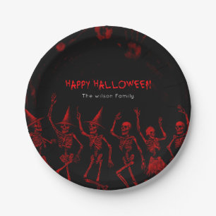 Halloween Red Skeletons  Paper Plate