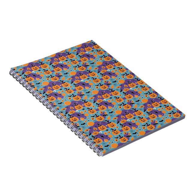 Halloween repeating pattern with pumpkins notebook (Right Side)