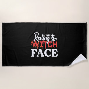 Halloween Resting Witch Facce Birthday Beach Towel
