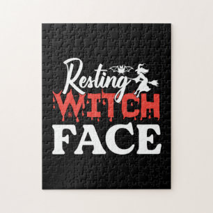 Halloween Resting Witch Facce Birthday Jigsaw Puzzle