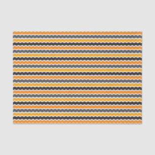 Halloween Retro 1960s Chevron Orange White Black Tissue Paper