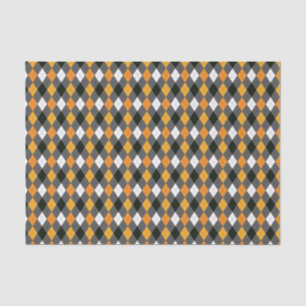 Halloween Retro Argyle Orange Black Grey White Tissue Paper