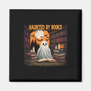 Halloween Retro Bookish Witch Boo Ghost Haunted Bo Magnet
