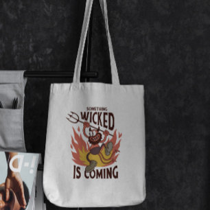 Halloween Retro Cartoon Devil Tote Bag