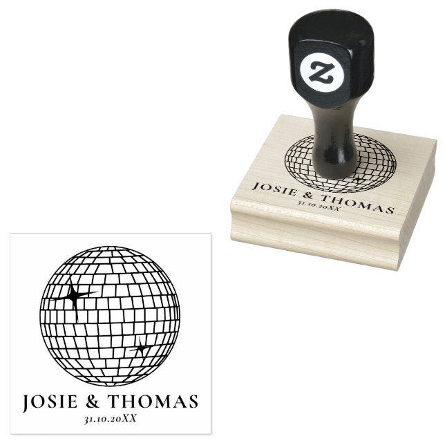 Halloween Retro Disco Ball Wedding Rubber Stamp (Stamped)