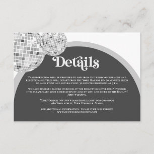 Halloween Retro Disco GOTH Wedding Details Enclosure Card
