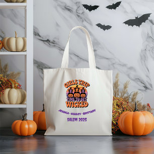 Halloween Retro Funny Girls Trip Witch Tote Bag