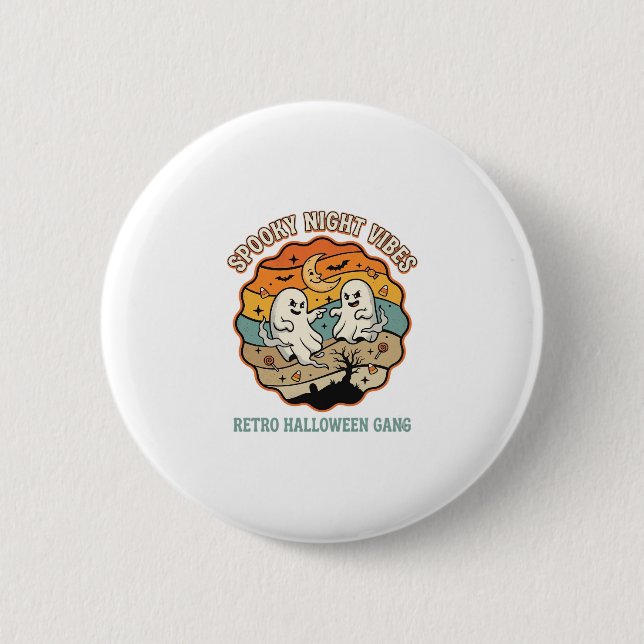 Halloween Retro Ghost Night 6 Cm Round Badge (Front)