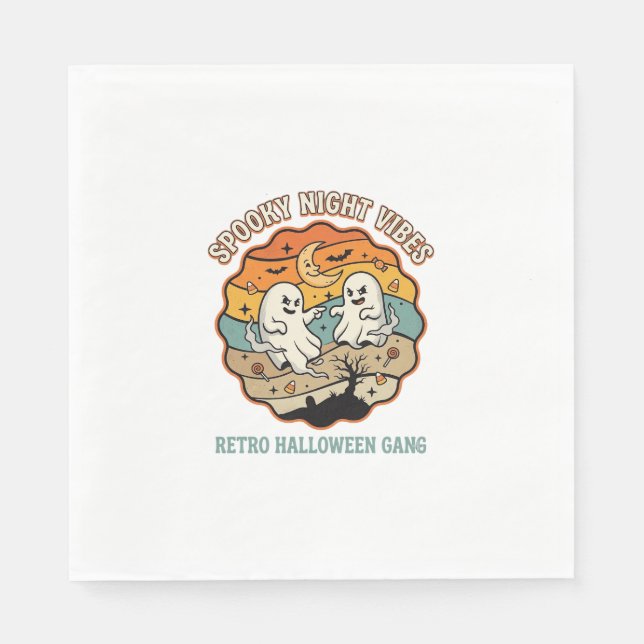Halloween Retro Ghost Night Napkin (Front)