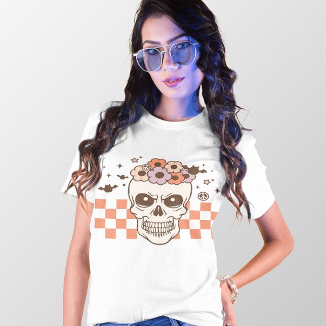 HALLOWEEN RETRO GROOVY VINTAGE ANGRY SKULL T-Shirt (Creator Uploaded)