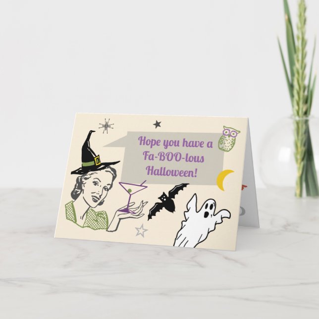 Halloween Retro Humour Faboolous Custom Text Card (Front)