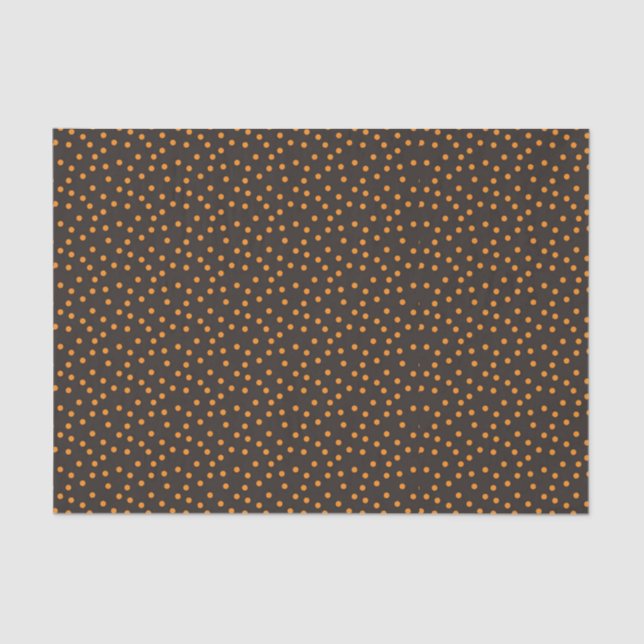 Halloween Retro Orange Polka Dot Black Background Tissue Paper (Front)