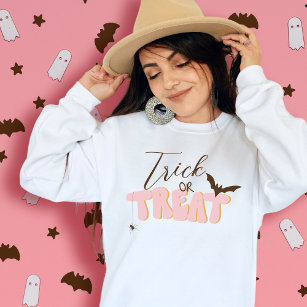 Halloween Retro Pink Typography Trick or Treat Fun T-Shirt