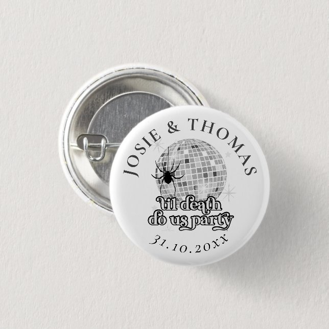 Halloween Retro Spiders & Disco Ball Wedding 3 Cm Round Badge (Front & Back)
