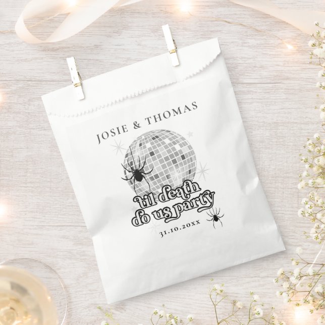 Halloween Retro Spiders & Disco Ball Wedding Favour Bags (Clipped)