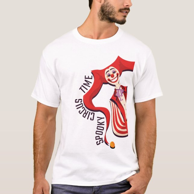 Halloween Retro Spooky Clown Colourful Funny Circu T-Shirt (Front)