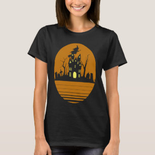 halloween retro vintage haunted house full moon T-Shirt