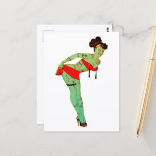 Halloween Retro Zombie Postcard