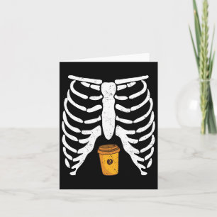 Halloween Rib Cage Coffee Lover Skeleton Funny Wom Card