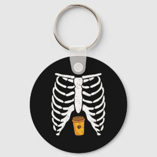 Halloween Rib Cage Coffee Lover Skeleton Funny Wom Key Ring