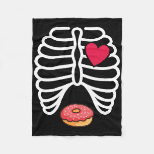 Halloween Rib Cage Doughnut Lover Skeleton Funny W Fleece Blanket