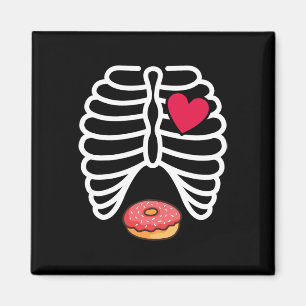 Halloween Rib Cage Doughnut Lover Skeleton Funny W Magnet