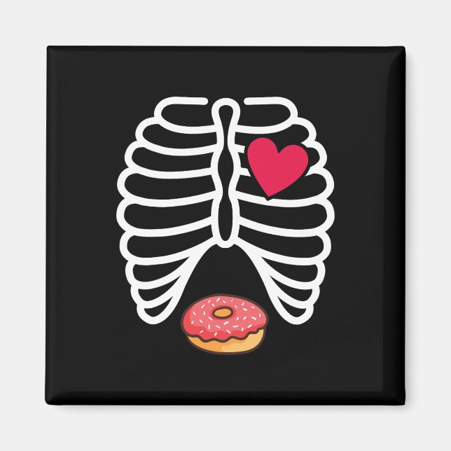 Halloween Rib Cage Doughnut Lover Skeleton Funny W Magnet (Front)