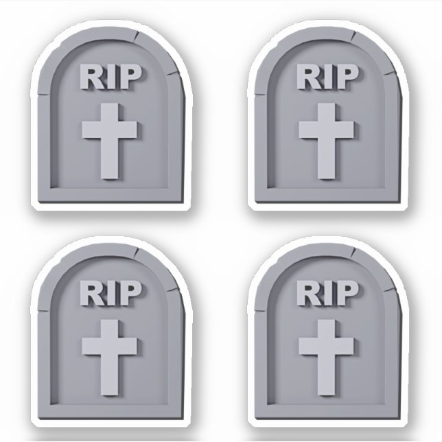  Halloween RIP 3D Gravestone Grey Sticker (Front)