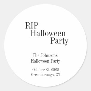 Halloween RIP Black and White Party Classic Round Sticker