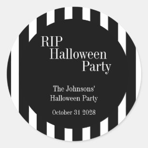 Halloween RIP Black and White Stripe Party Classic Round Sticker