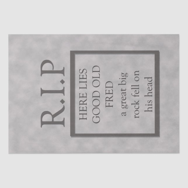 Halloween RIP Fred Toumbstone Decoupage Decor Tissue Paper (Front)