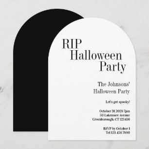 Halloween RIP Party Black and White Invitation