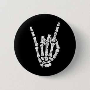 Halloween Rock Hand Sign Skeleton Rock N Roll Symb 6 Cm Round Badge