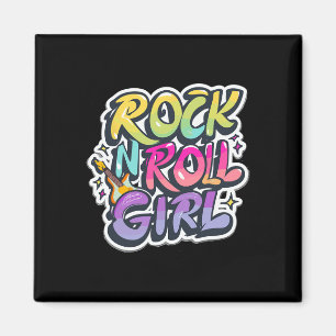 Halloween Rock N Roll Girl Retro Costume Graffiti Magnet