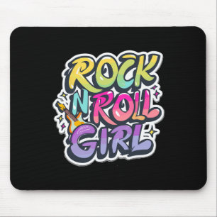 Halloween Rock N Roll Girl Retro Costume Graffiti Mouse Pad