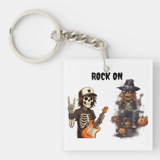 Halloween rock on key ring