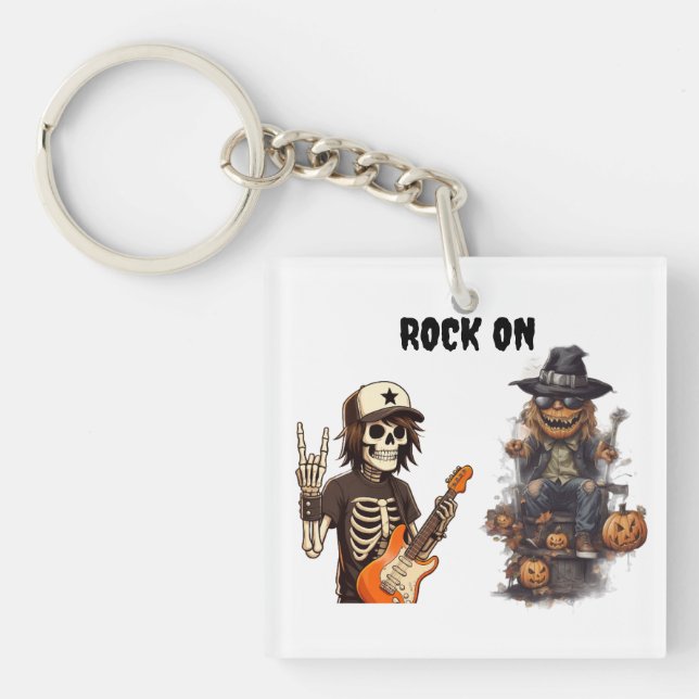 Halloween rock on key ring (Front)